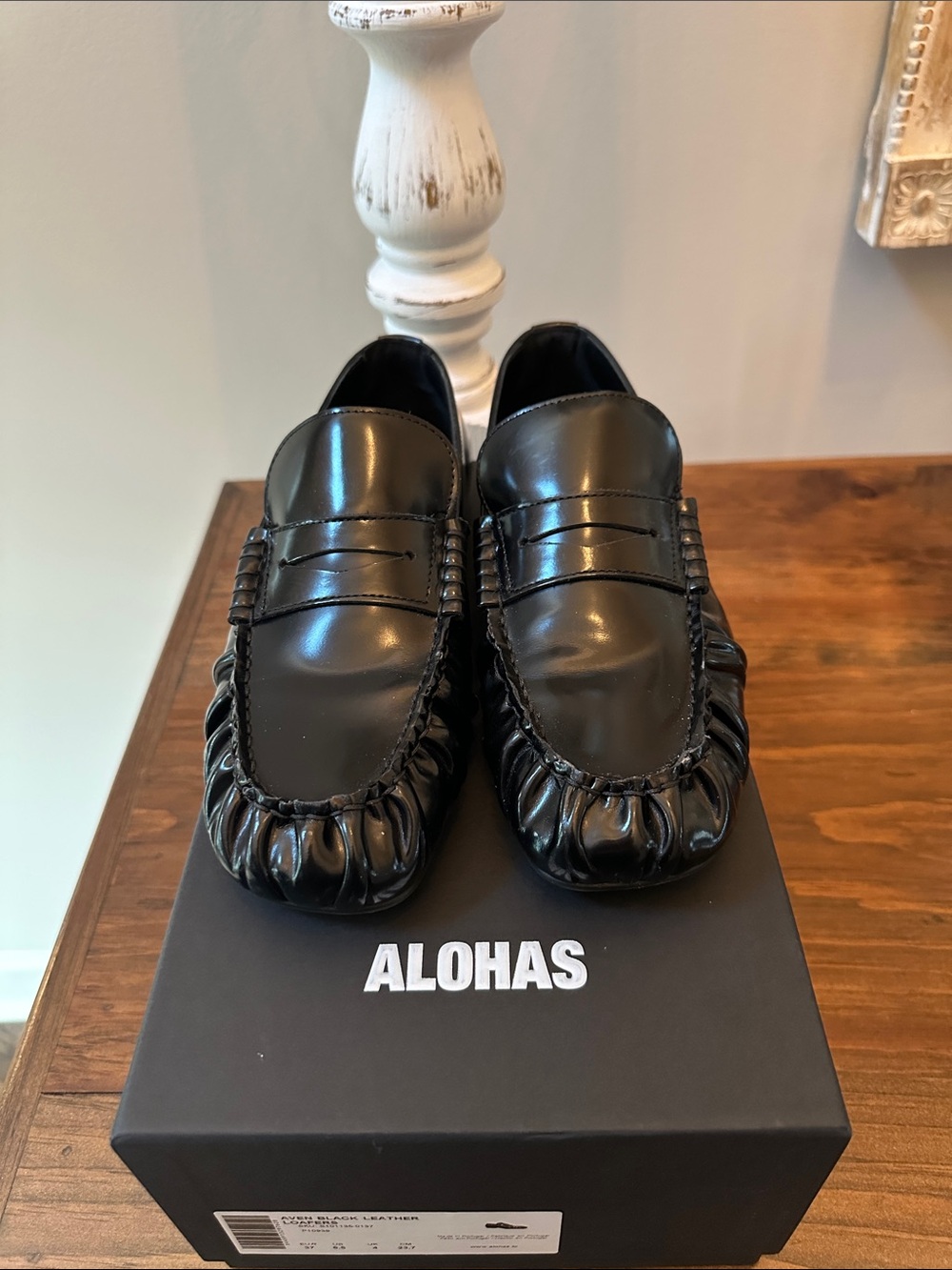 NEW ALOHAS Aven Black Leather Loafers - Sz 37